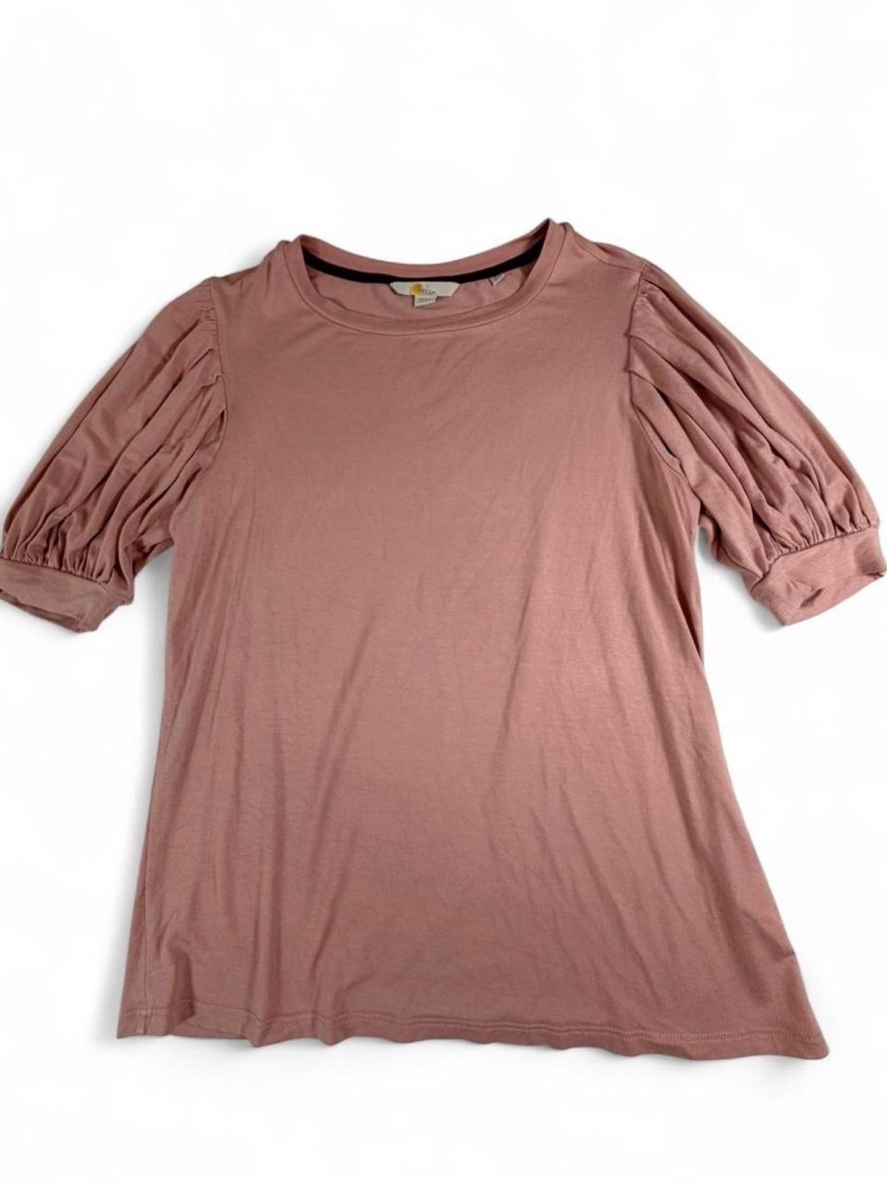 Boden Viscose Mauve Puff-Sleeve Short Sleeve Tee